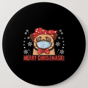 Badge Rond 15,2 Cm Merry Christmas Cute Pug Dog Breed Furry
