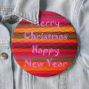 Badge Rond 15,2 Cm Merry Christmas Happy