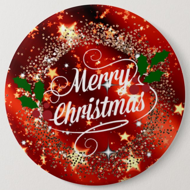 Badge Rond 15,2 Cm Merry Christmas sparkle and glitter (Devant)
