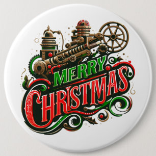Badge Rond 15,2 Cm Merry Christmas steampunk
