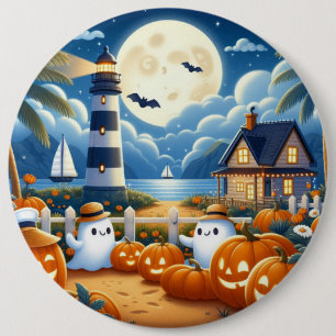 Badge Rond 15,2 Cm Mignon, Nautique/côtier Halloween fantôme/citrouil