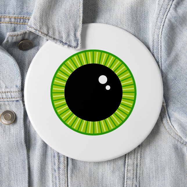 Badge Rond 15,2 Cm Mignonne Eyeball Vert Funny (En situation)