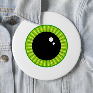 Badge Rond 15,2 Cm Mignonne Eyeball Vert Funny