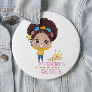 Badge Rond 15,2 Cm Mignonnes Filles Melanin Princesse Entraînement Po