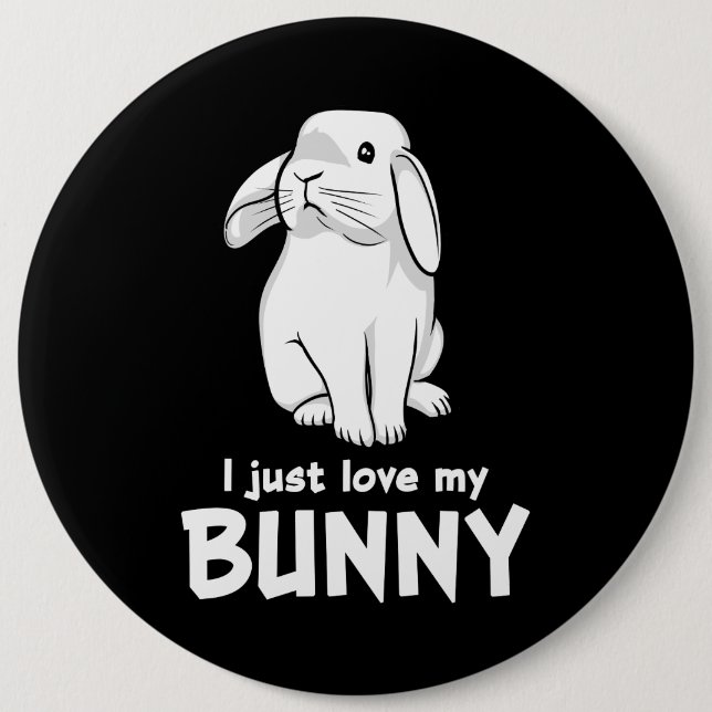 Badge Rond 15,2 Cm Mignons Lapins J'Aime Mon Lapin (Devant)