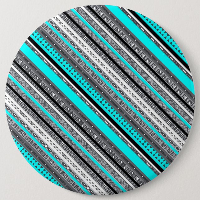 Badge Rond 15,2 Cm Mignons motifs aztèques gris aqua (Devant)