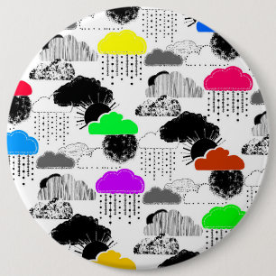 Badge Rond 15,2 Cm Mignons nuages colorés motif