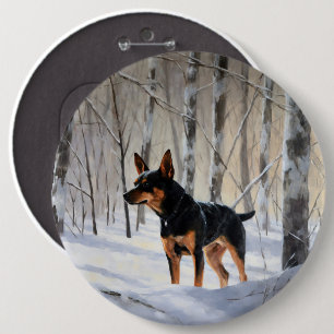 Badge Rond 15,2 Cm Mince Pinscher Laisser Neige Noël