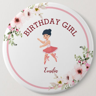 Badge Rond 15,2 Cm Minuscule danseur | Rose Floral Ballet Anniversair