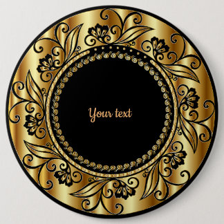 Badge Rond 15,2 Cm Modèle d'élégance noir et or