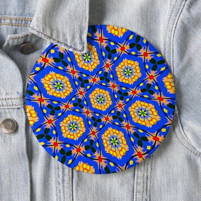 Badge Rond 15,2 Cm Modèle floral esthétique (En situation)