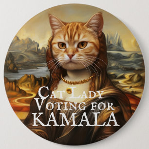 Badge Rond 15,2 Cm Mona Lisa Chat pour le bouton Kamala