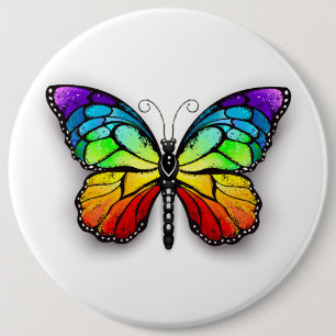 Badge Rond 15,2 Cm Monarque papillon arc-en-ciel