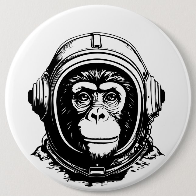 Badge Rond 15,2 Cm Monkey Astronaut (Devant)