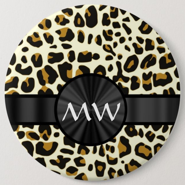 Badge Rond 15,2 Cm Monogramme et empreinte de léopard (Devant)