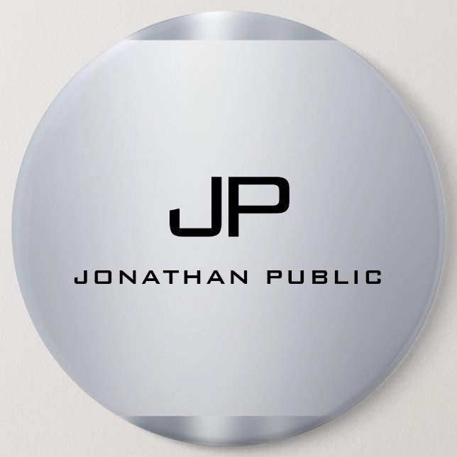 Badge Rond 15,2 Cm Monogramme Faux Argent Metallic Modèle (Devant)