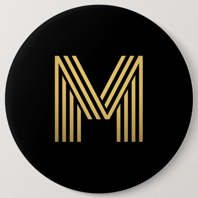 Badge Rond 15,2 Cm Monogramme Or moderne (Devant)
