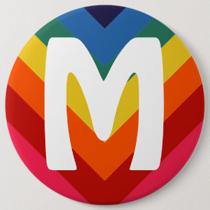 Badge Rond 15,2 Cm Monogramme Retro Rainbow Chevron
