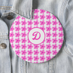 Badge Rond 15,2 Cm monogramme tendance rétro rose vintage floral init