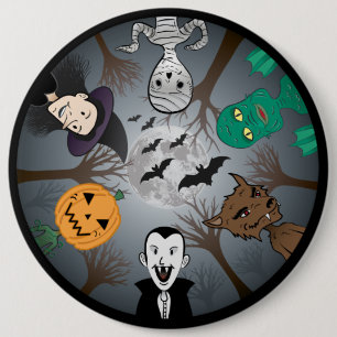 Badge Rond 15,2 Cm Monster d'Halloween