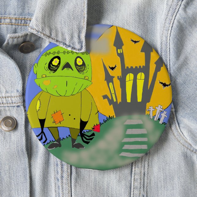 Badge Rond 15,2 Cm Monster et moi (En situation)