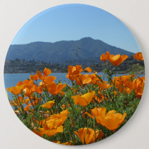 Badge Rond 15,2 Cm Mont Tamalpais et Pavots de Californie