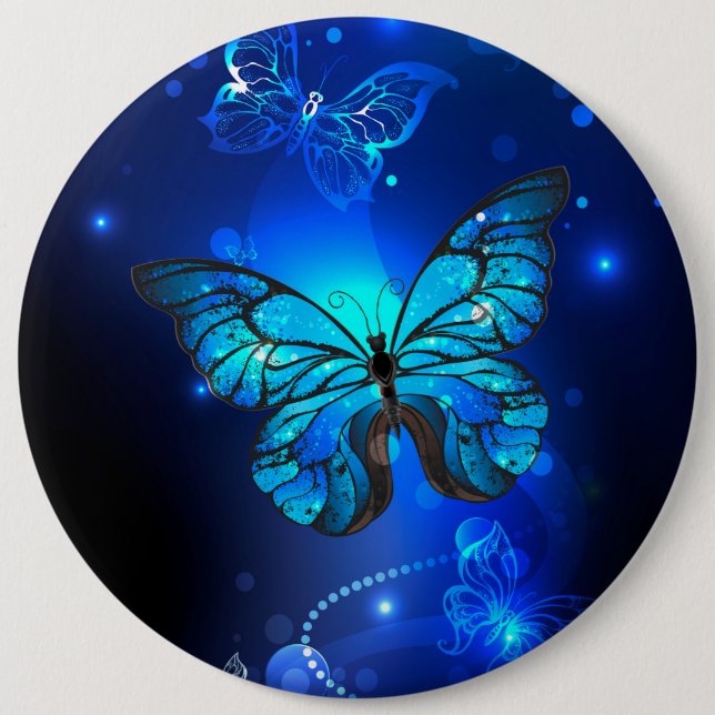 Badge Rond 15,2 Cm Morpho Butterfly in the Dark Background (Devant)