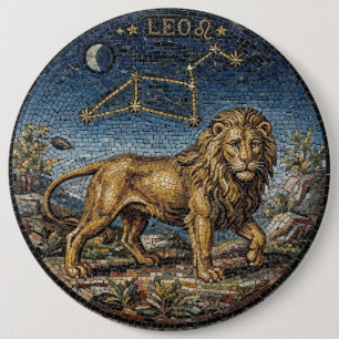 Badge Rond 15,2 Cm Mosaïque de style antique Zodiaque Lion