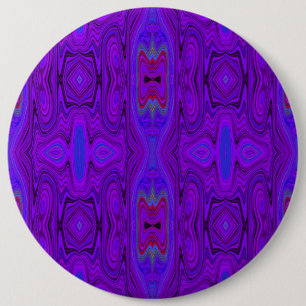 Badge Rond 15,2 Cm Motif Abstrait Rétro Violet et Bleu Royal