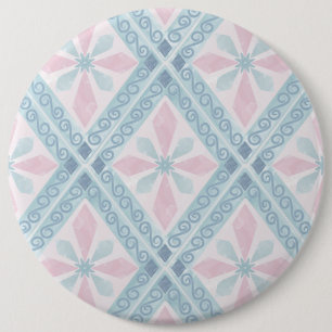 Badge Rond 15,2 Cm motif bleu en forme de diamant