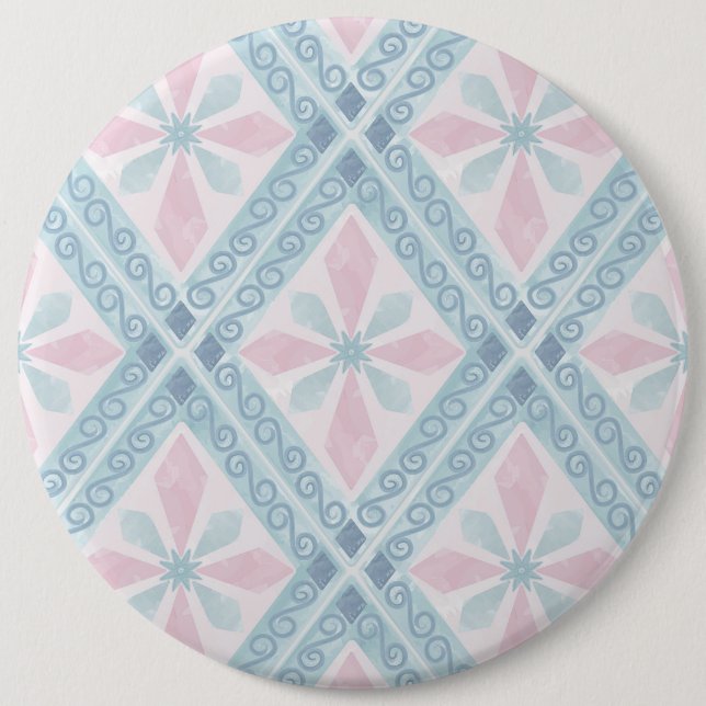 Badge Rond 15,2 Cm motif bleu en forme de diamant (Devant)
