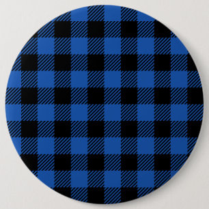 Badge Rond 15,2 Cm Motif Buffalo À damiers noir et bleu