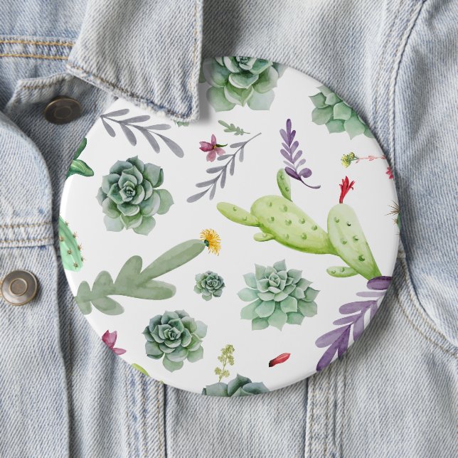 Badge Rond 15,2 Cm Motif Cactus (En situation)