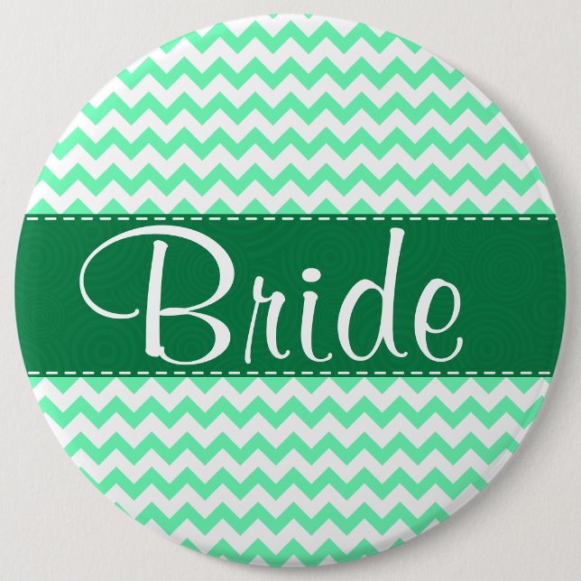 Badge Rond 15,2 Cm Motif Chevron; Mint Green (Devant)