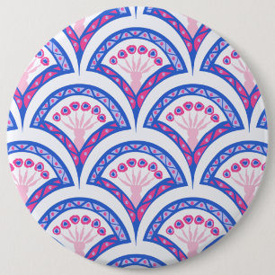 Badge Rond 15,2 Cm motif damassé floral bleu