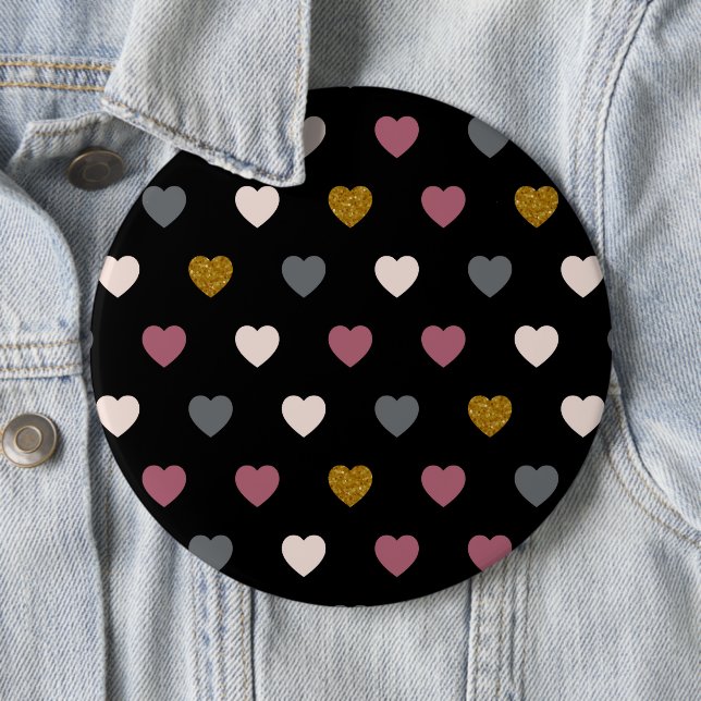 Badge Rond 15,2 Cm Motif de coeur 30 (En situation)
