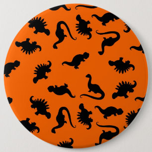 Badge Rond 15,2 Cm Motif de dinosaure mignon sur orange