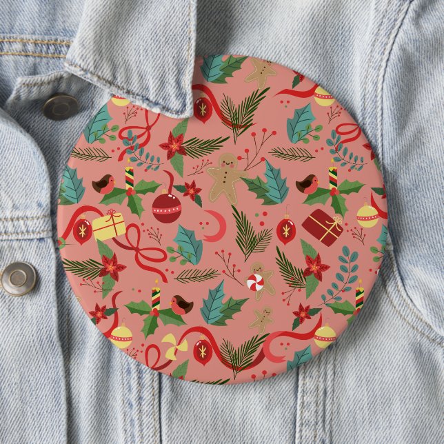 Badge Rond 15,2 Cm Motif de Noël 2 (En situation)