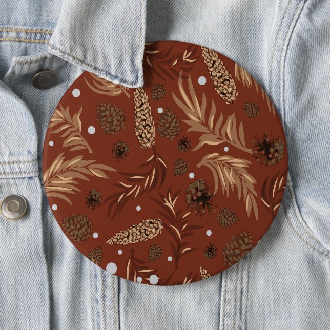 Badge Rond 15,2 Cm Motif de Noël, Pine Snow 8 (En situation)
