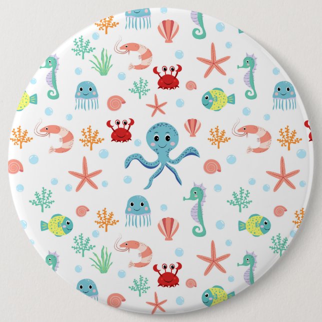 Badge Rond 15,2 Cm Motif du monde marin (Devant)