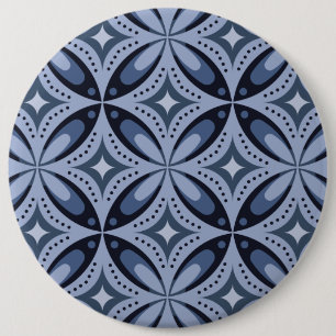 Badge Rond 15,2 Cm Motif géométrique bleu de style rétro