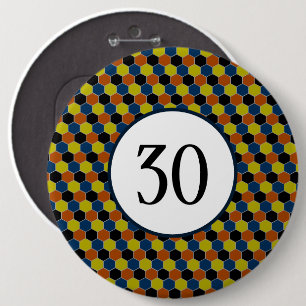 Badge Rond 15,2 Cm Motif géométrique lumineux, fête d'anniversaire mo