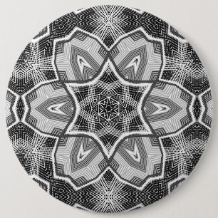 Badge Rond 15,2 Cm Motif géométrique noir blanc