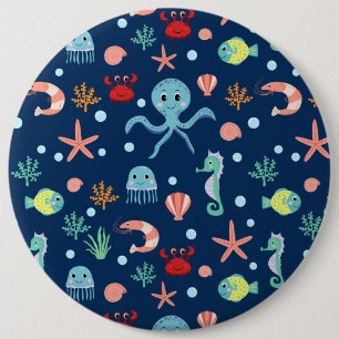 Badge Rond 15,2 Cm Motif mignon de vie marine de l'océan