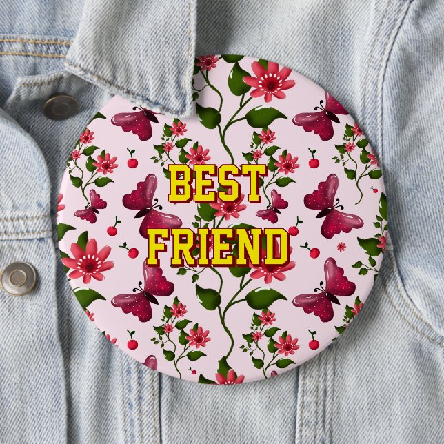 Badge Rond 15,2 Cm Motif papillon floral personnalisé et sur mesure  (En situation)