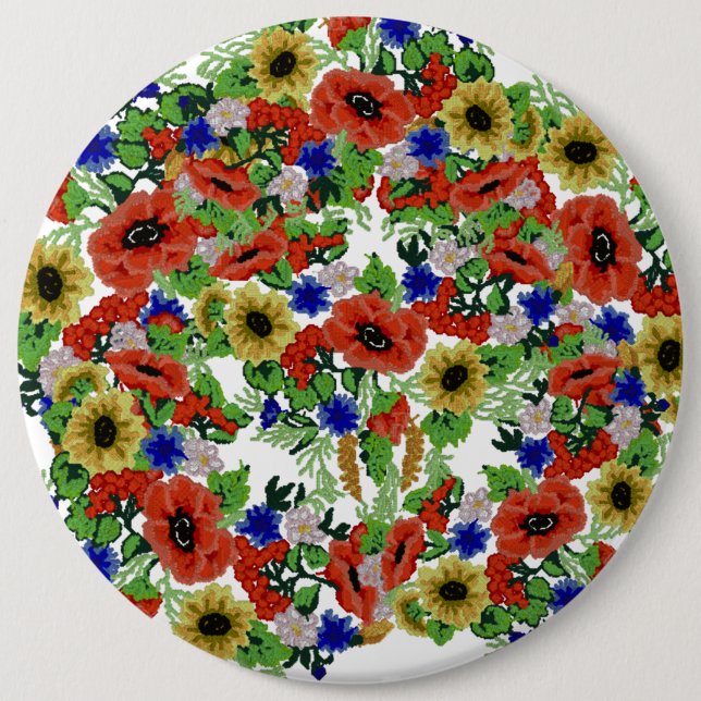 Badge Rond 15,2 Cm Motif traditionnel, Motif traditionnel roumain T-S (Devant)