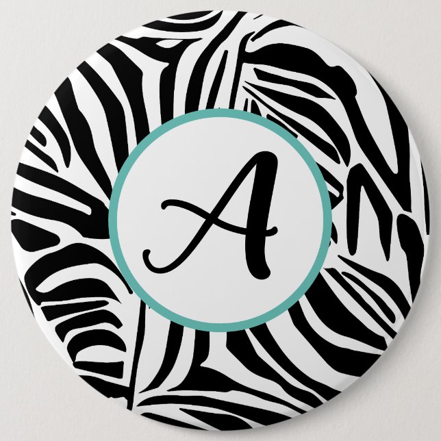 Badge Rond 15,2 Cm Motif Zèbre (Devant)