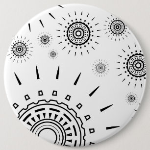 Badge Rond 15,2 Cm Motifs de rafales noires sur fond blanc