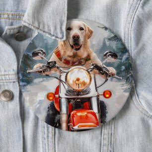 Badge Rond 15,2 Cm Moto à chiens Labrador Noël