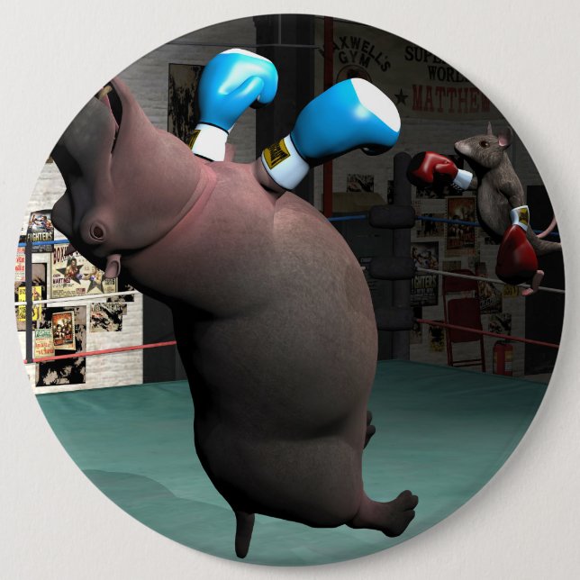 Badge Rond 15,2 Cm Mouse Beats Hippo KO (Devant)